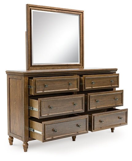 Sturlayne California King Upholstered Panel Bed with Mirrored Dresser, Chest and Nightstand - Image 3
