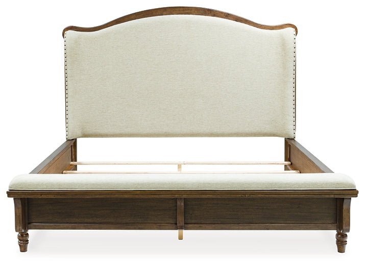 Sturlayne California King Upholstered Panel Bed with Mirrored Dresser, Chest and Nightstand - Image 7