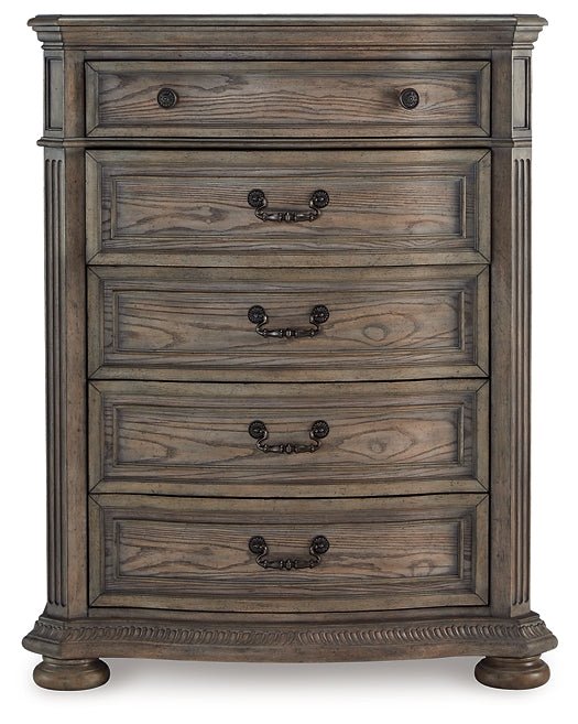 Ardenfield King Upholstered Sleigh Bed with Mirrored Dresser, Chest and Nightstand - Image 4