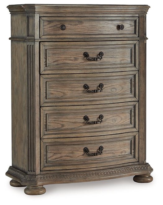 Ardenfield King Upholstered Sleigh Bed with Mirrored Dresser, Chest and Nightstand - Image 5