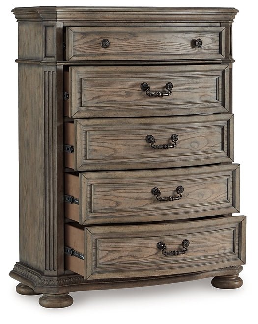 Ardenfield King Upholstered Sleigh Bed with Mirrored Dresser, Chest and Nightstand - Image 6