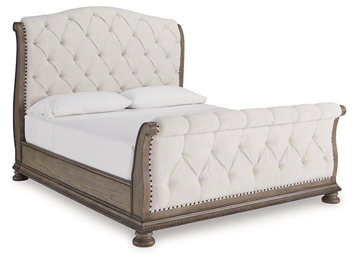 Ardenfield King Upholstered Sleigh Bed with Mirrored Dresser, Chest and Nightstand - Image 7