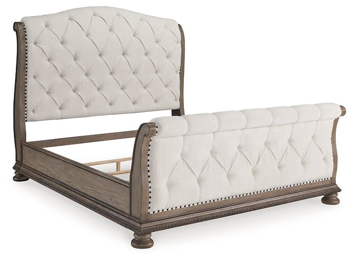 Ardenfield King Upholstered Sleigh Bed with Mirrored Dresser, Chest and Nightstand - Image 8