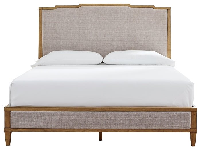 Sharlance California King Upholstered Panel Bed with Mirrored Dresser, Chest and Nightstand - Image 7