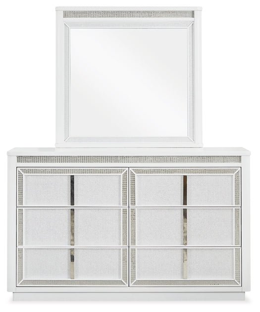 Chalanna California King Upholstered Storage Bed with Mirrored Dresser and Nightstand - Image 2