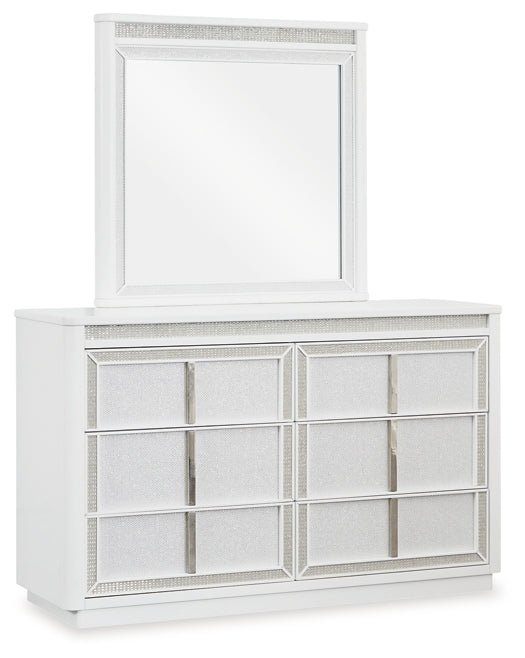 Chalanna California King Upholstered Storage Bed with Mirrored Dresser and Nightstand - Image 3