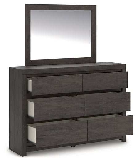 Fraluna King Panel Bed with Mirrored Dresser - Image 4
