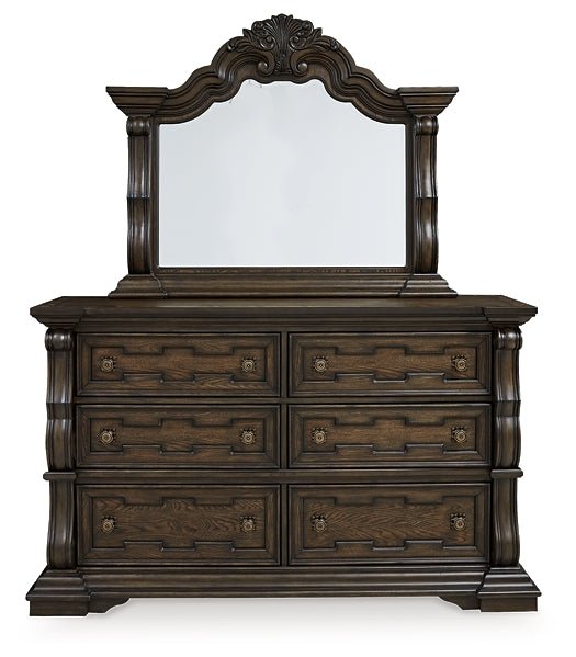 Maylee King Canopy Bed with Mirrored Dresser - Image 2