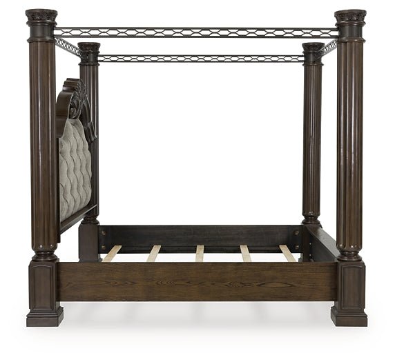 Maylee King Canopy Bed with Mirrored Dresser - Image 8