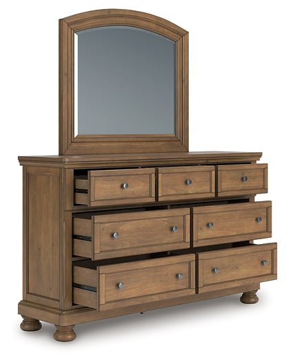 Feddinger California King Storage Sleigh Bed with Mirrored Dresser and Nightstand - Image 4