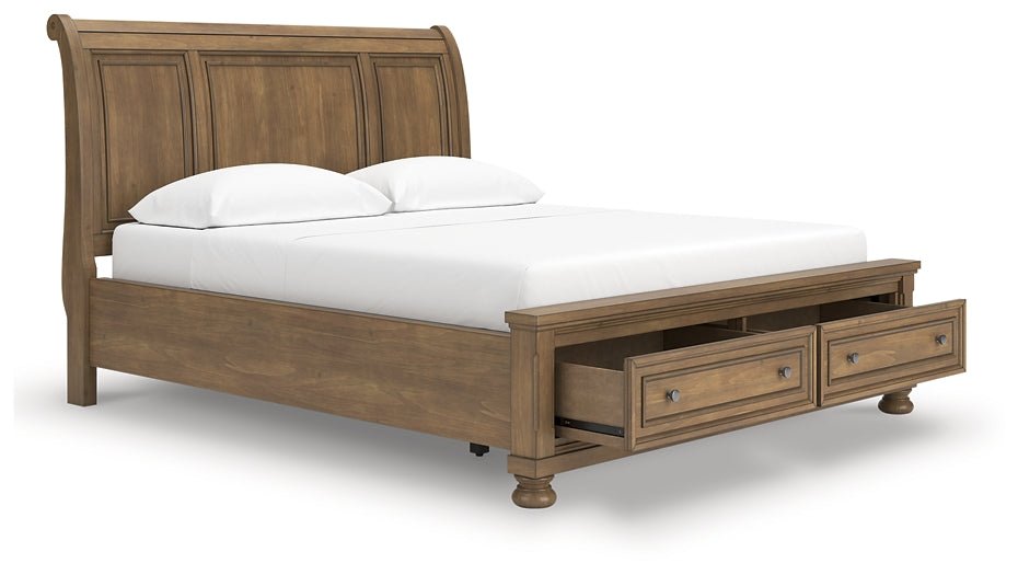 Feddinger California King Storage Sleigh Bed with Mirrored Dresser and Nightstand - Image 9