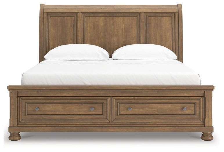 Feddinger California King Storage Sleigh Bed with Mirrored Dresser and Nightstand - Image 7