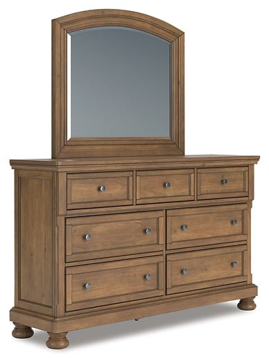 Feddinger California King Storage Sleigh Bed with Mirrored Dresser, Chest and Nightstand - Image 3