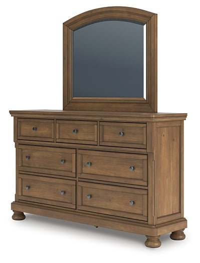 Feddinger California King Storage Sleigh Bed with Mirrored Dresser, Chest and Nightstand - Image 6