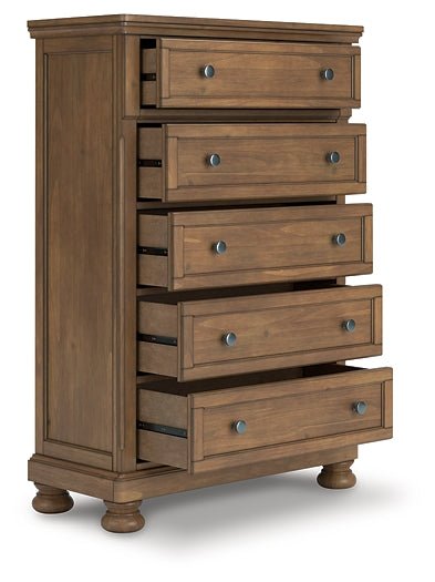 Feddinger California King Storage Sleigh Bed with Mirrored Dresser, Chest and Nightstand - Image 9