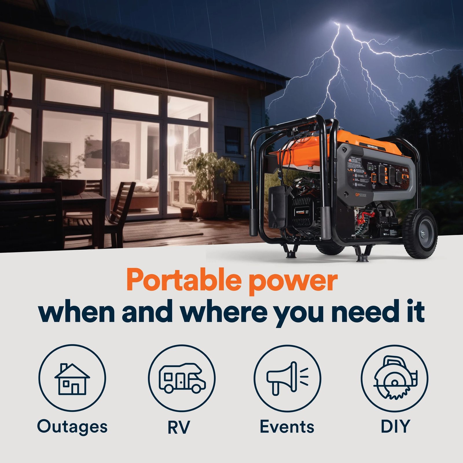 Generac GP5500E 5500W/6875W Generator Gas Electric Start CO Sense 8150 Manufacturer RFB - Image 6