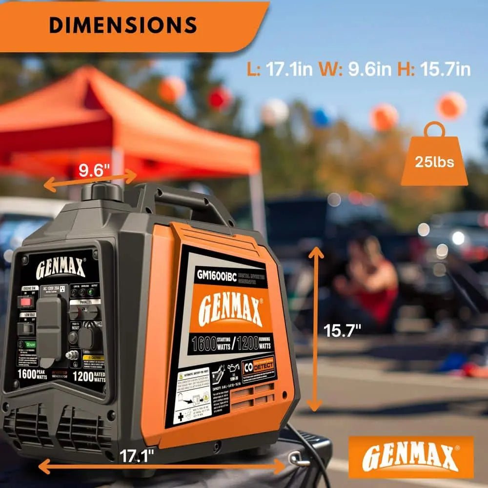 GENMAX GM1600iBC 1200W/1600W Inverter Generator Gas Powered with CO Sensor New - Image 7