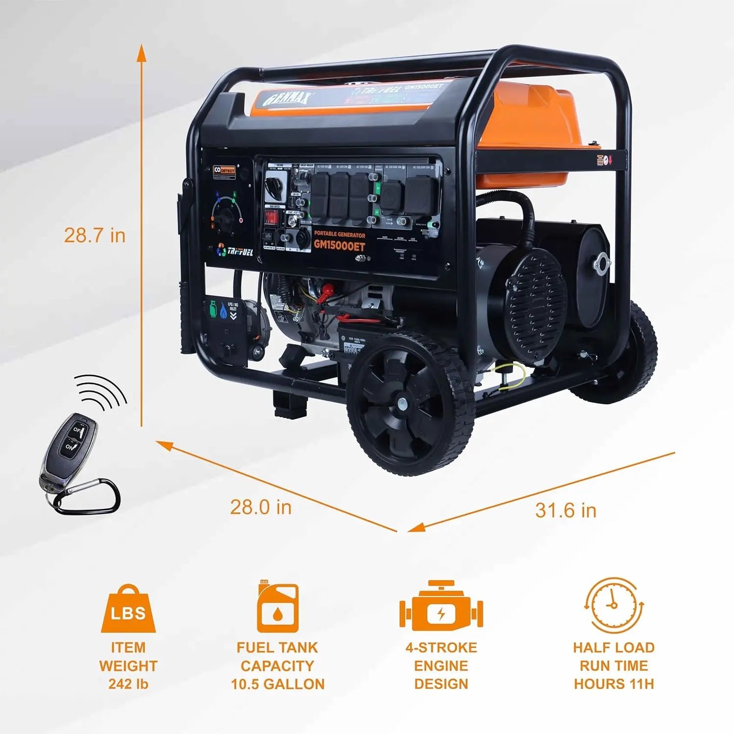 GENMAX GM15000ET 11000W/15000W Generator Tri-Fuel 50A Remote Start Gas Propane Natural Gas with CO Detect New - Image 2