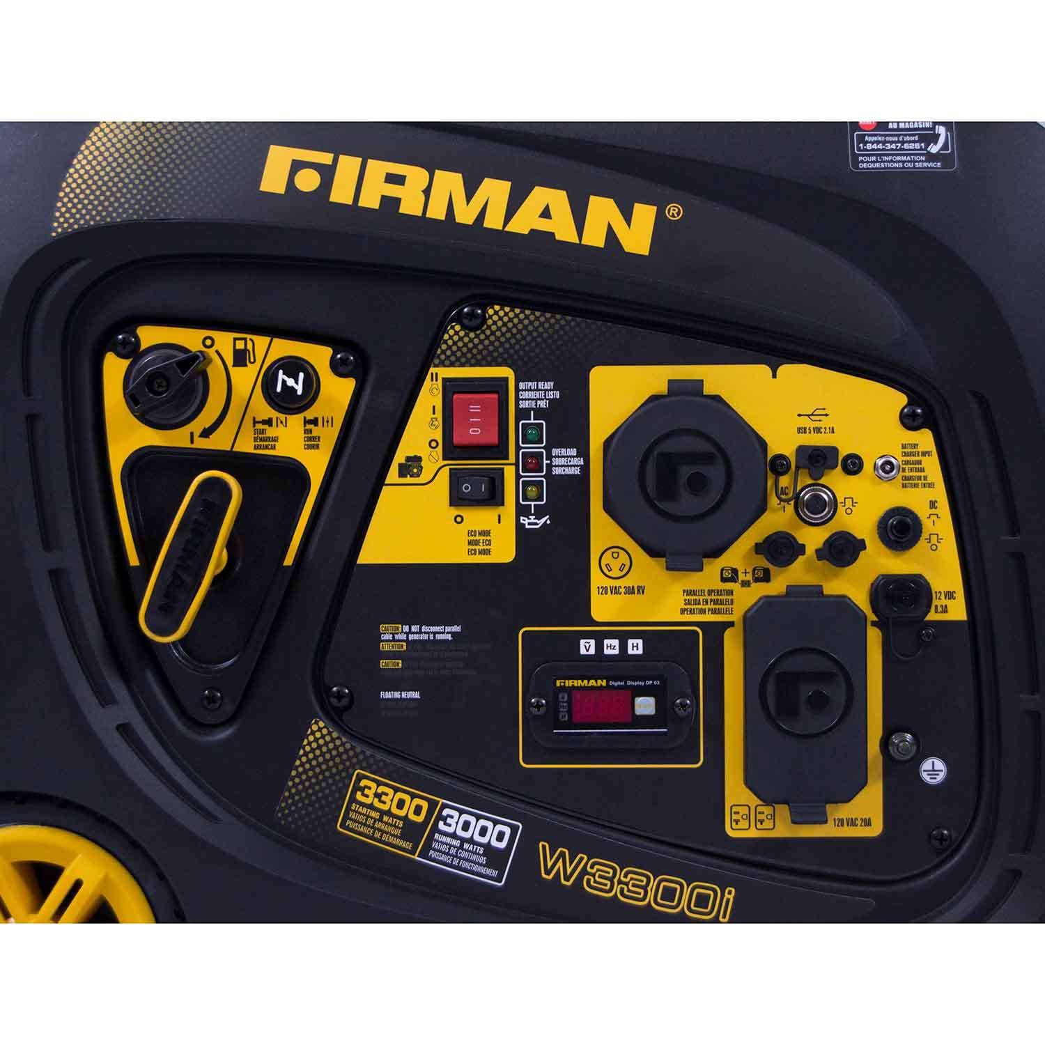 Firman W03082 3000W/3300W 30 Amp Electric Start Gas Inverter Generator New - Image 3