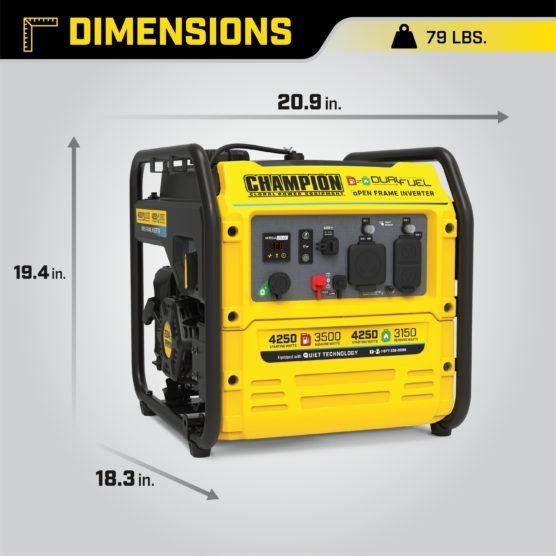 Champion 200977 3500W/4250W Generator Dual Fuel Inverter Open Frame New - Image 6