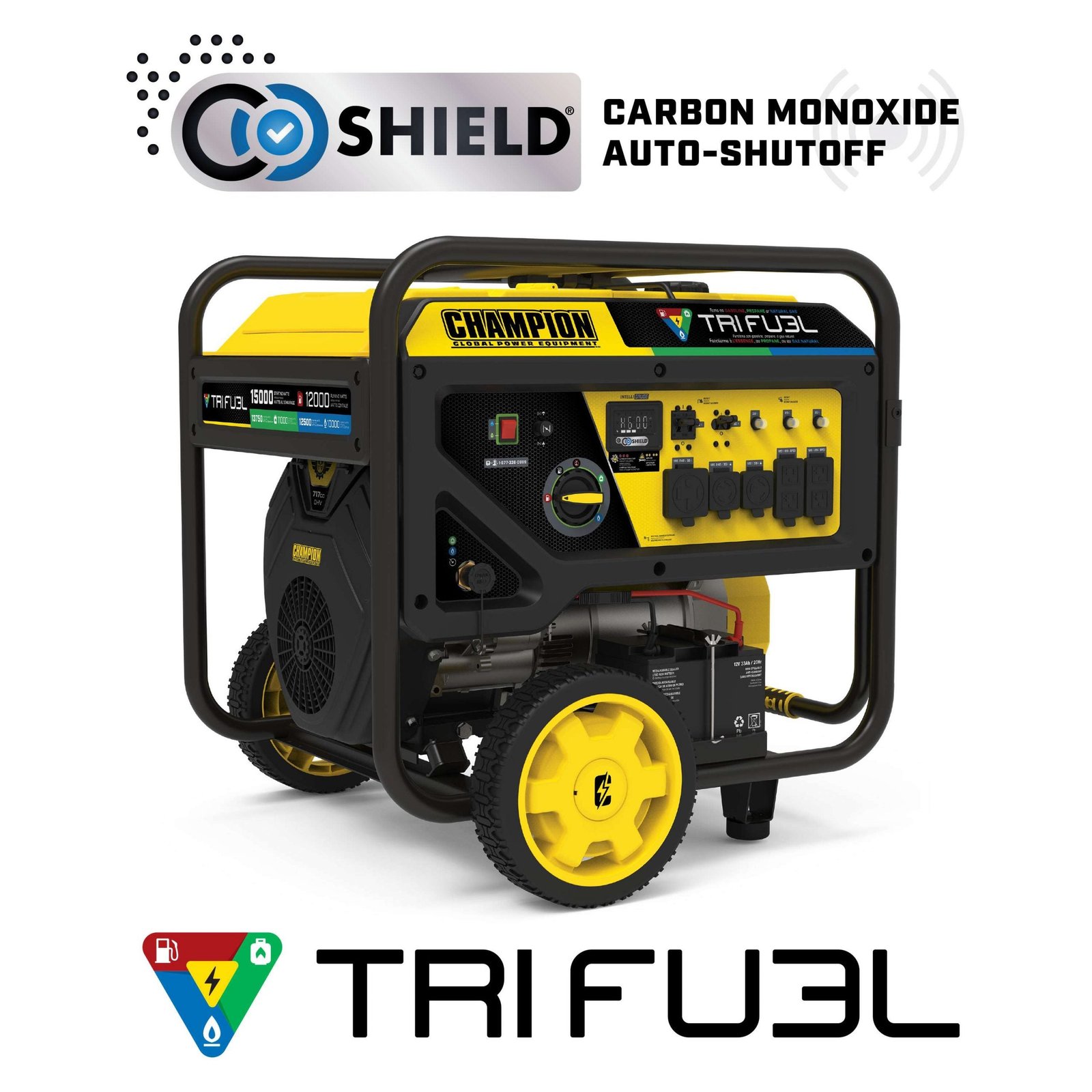 Champion 201161 12000W/15000W Generator Tri-Fuel Electric Start CO Shield Gas Propane Natural Gas New - Image 2