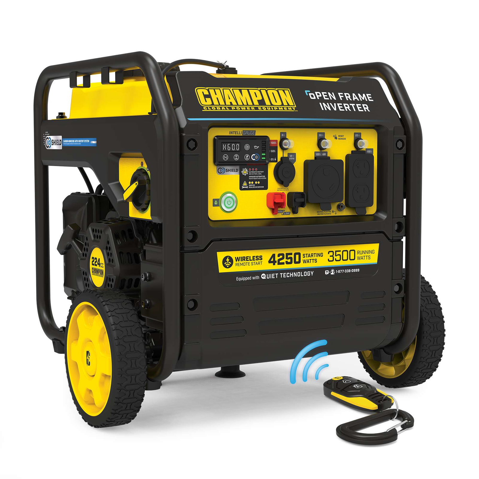Champion 201185 3500W/4250W Open Frame Inverter Generator Gas RV and Parallel Ready CO Shield Remote Start New - Image 2