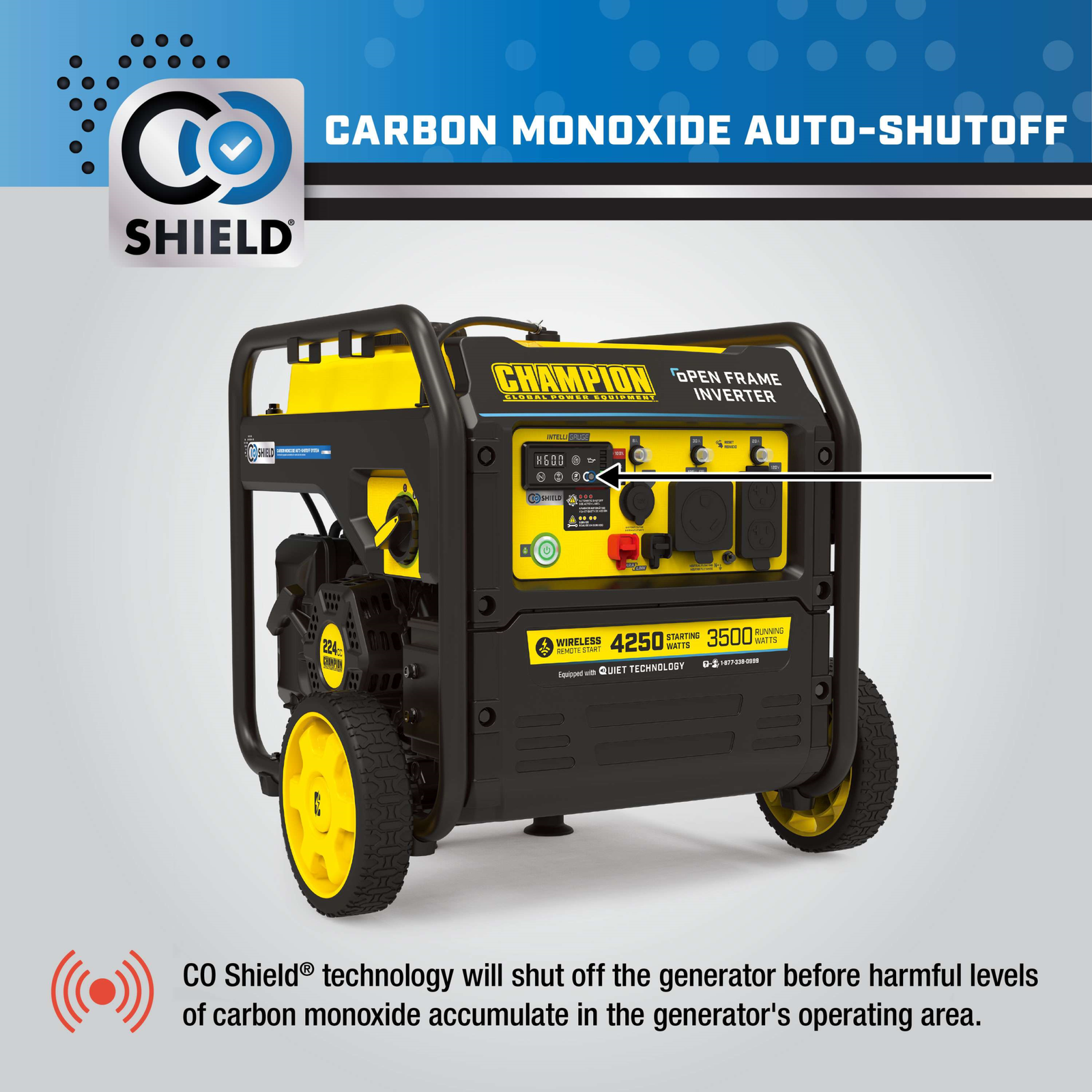 Champion 201185 3500W/4250W Open Frame Inverter Generator Gas RV and Parallel Ready CO Shield Remote Start New - Image 4