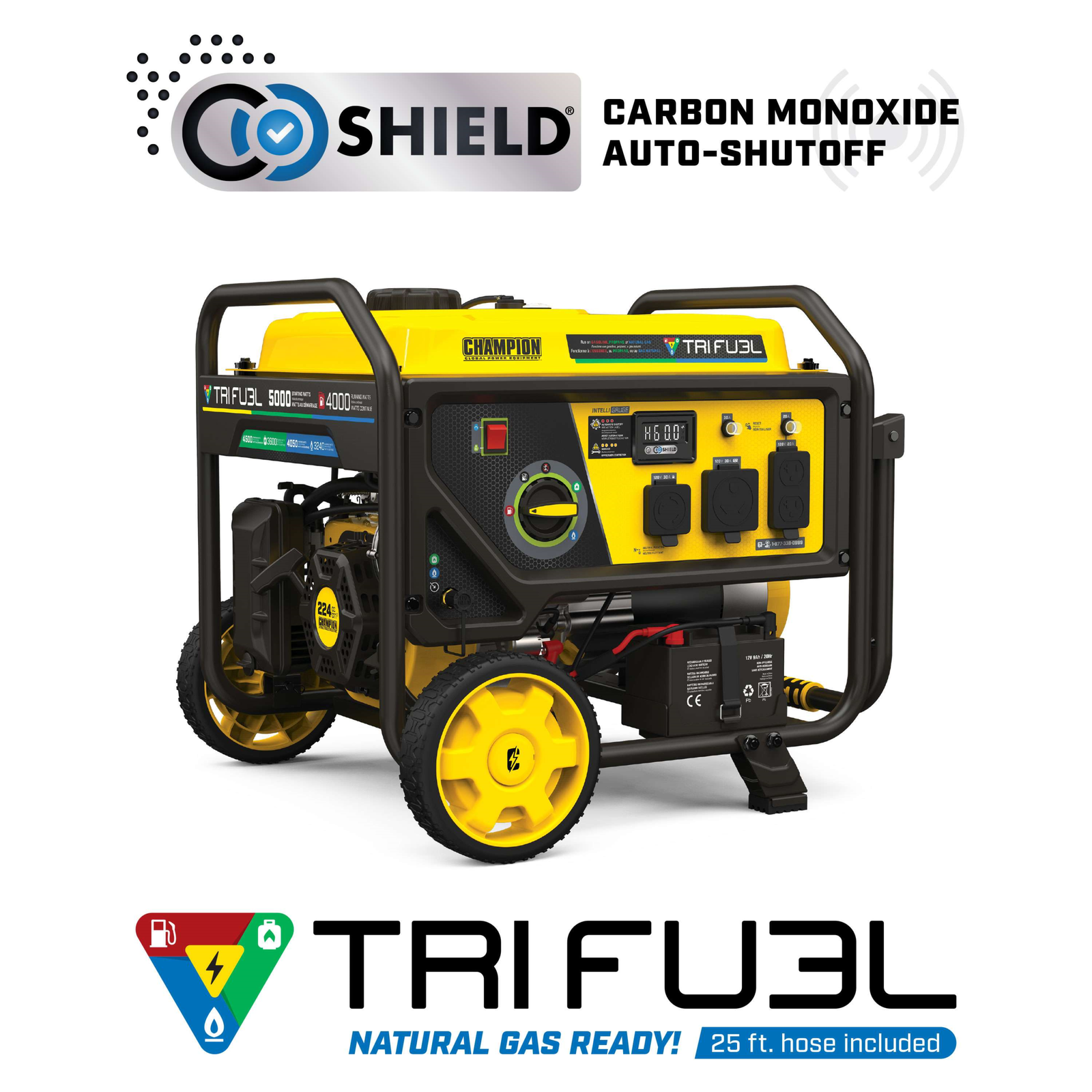 Champion 201223 4000W/5000W Generator Tri-Fuel Gas Propane Natural Gas CO Shield Electric Start New - Image 2