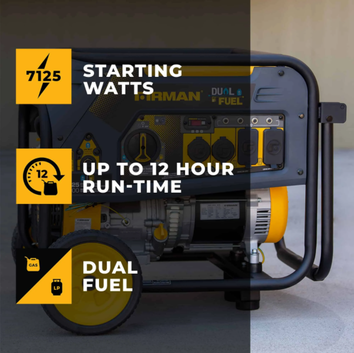 Firman H05752 5700W/7125W 30 Amp Recoil Start Dual Fuel Portable Generator New - Image 6