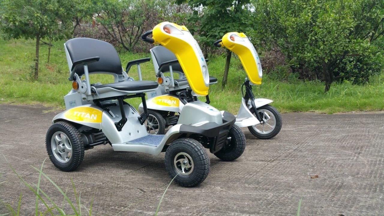 Tzora Titan Hummer XL 4 Wheel Heavy Duty Folding All Terrain Mobility Scooter Yellow New - Image 4