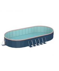 3.65m Oval Free Inflatable Garden Pvc Swimming Pool Dark Blue