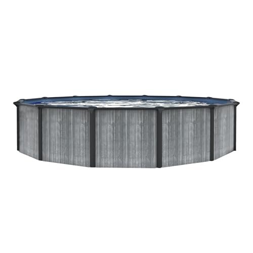 Blue Wave San Pedro 24-ft Round 52-in Deep 6-in Top Rail Above Ground Steel Wall Pool Gray - Image 7