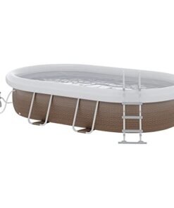 Outsunny 18' x 10' Above Ground Rectangular Pool Set Brown