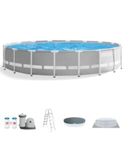 Intex Steel Frame Round Above Ground Swimming Pool Set Gray