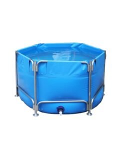 Sermair Blue Canvas Pool Folding Plastic Swimming Pool Multi-Functional Water Storage Tank 157x47 Inch
