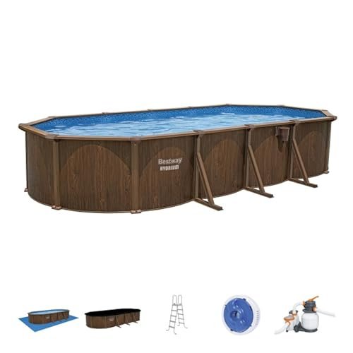 Bestway Hydrium 24' x 12' x 52" Oval Above Ground Swimming Pool Set Brown