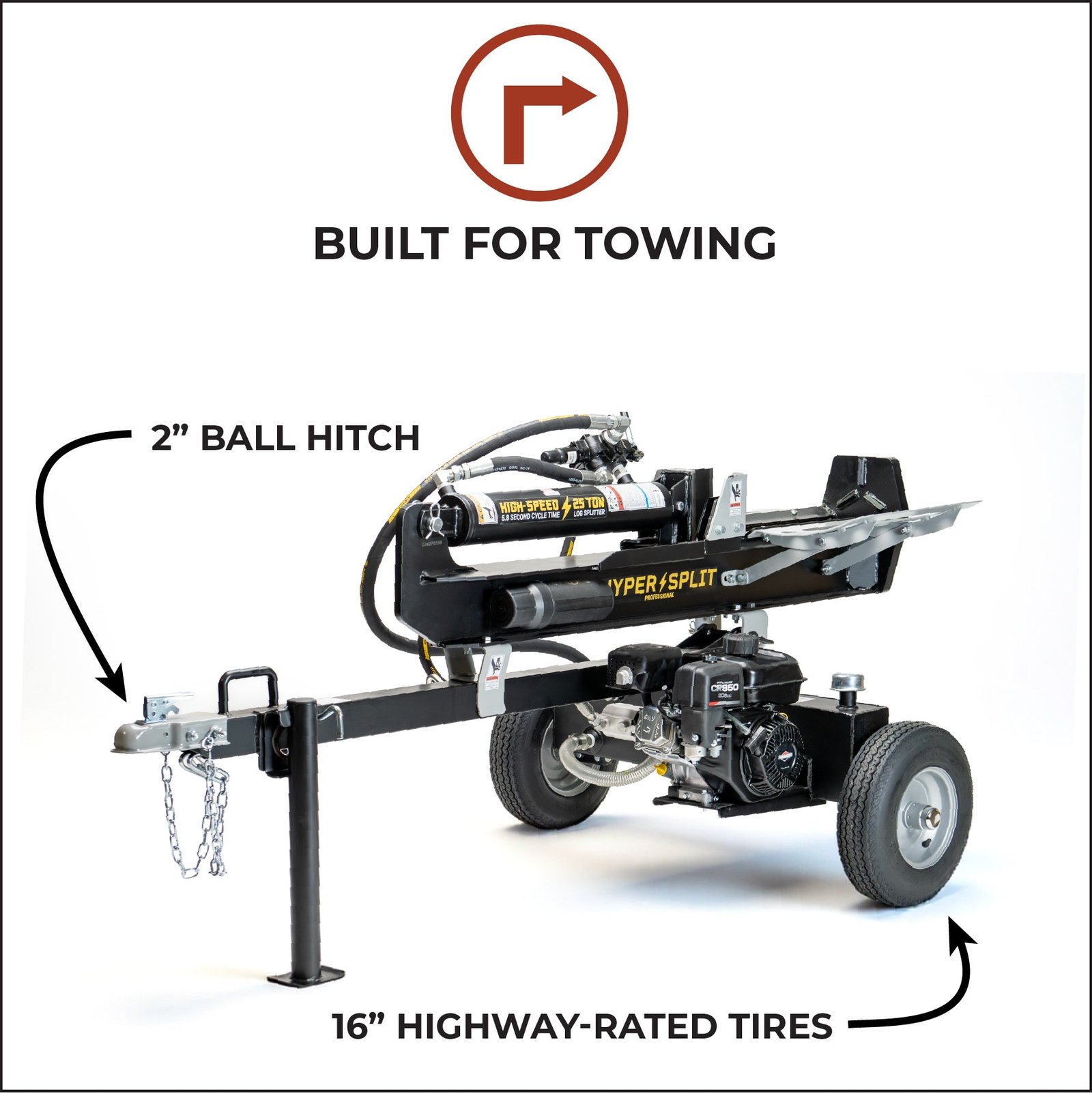 Hyper Split 33-209 Log Splitter 25 Ton Vertical/Horizontal 6.5 HP Briggs & Stratton XR950 Engine New - Image 6