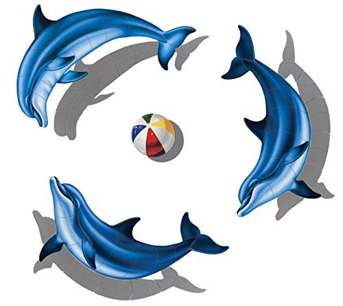 Custom Mosaics, Inc. Dolphin Group Porcelain Swimming Pool Mosaic 60" x 60" Shadow - Image 2