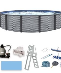 Blue Wave NB19835 Affinity 30-ft Round 52-in Deep 7-in Top Rail Resin Above Ground Pool Gray