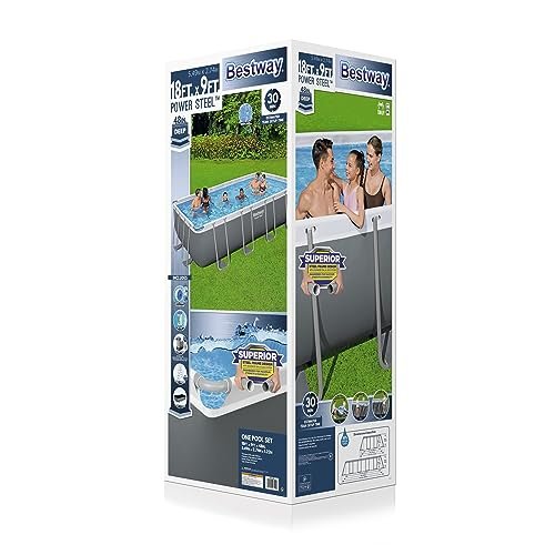 Bestway Power Steel Rectangular Metal Frame Swimming Pool Set Gray (2) - Image 9