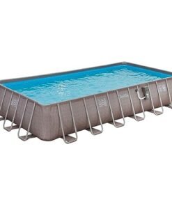 Summer Waves Elite 24' x 12' x 52" Rectangular Above Ground Swimming Pool Set Gray
