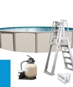 In The Swim 18' Round Above Ground Swimming Pool – Weekender Package – Sand Filter, Pump System and A-Frame Ladder Multi-Colored