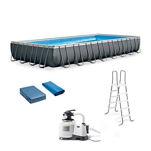 Intex Rectangular Ultra XTR Frame Above Ground Swimming Pool with Pump, Sand Filter, Pool Ladder, Ground Cloth, and Pool Cover - Image 2