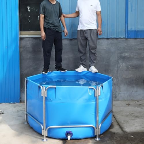 Sermair Blue Canvas Pool Folding Plastic Swimming Pool Multi-Functional Water Storage Tank 157x47 Inch - Image 3