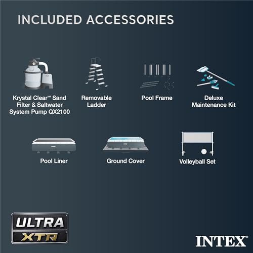 Intex Ultra XTR Deluxe Rectangular Above Ground Pool Set 24ft x 12ft x 52in Gray - Image 6