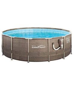 Alternative view of Summer Waves 14ft Round Frame Pool Set with Skimmer & Ladder Brown