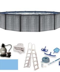Blue Wave San Pedro 24-ft Round 52-in Deep 6-in Top Rail Above Ground Steel Wall Pool Gray