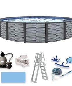 Blue Wave NB19834 Affinity 24-ft Round 52-in Deep 7-in Top Rail Resin Package Gray