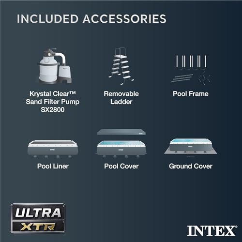 Intex Ultra XTR Deluxe Rectangular Above Ground Pool Set 32ft x 16ft x 52in with Sand Filter Pump Gray - Image 7