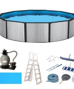 Blue Wave Savannah 24-ft Round 52-in Deep Hybrid Above Ground Pool Package White